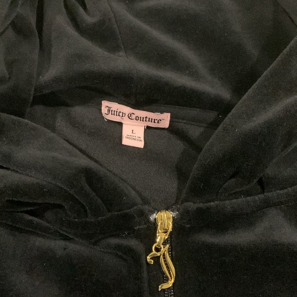 Juicy Couture Zip Front hoodie NWOT Size Large Gold sparkle Crystal Studs Black - Picture 4 of 9